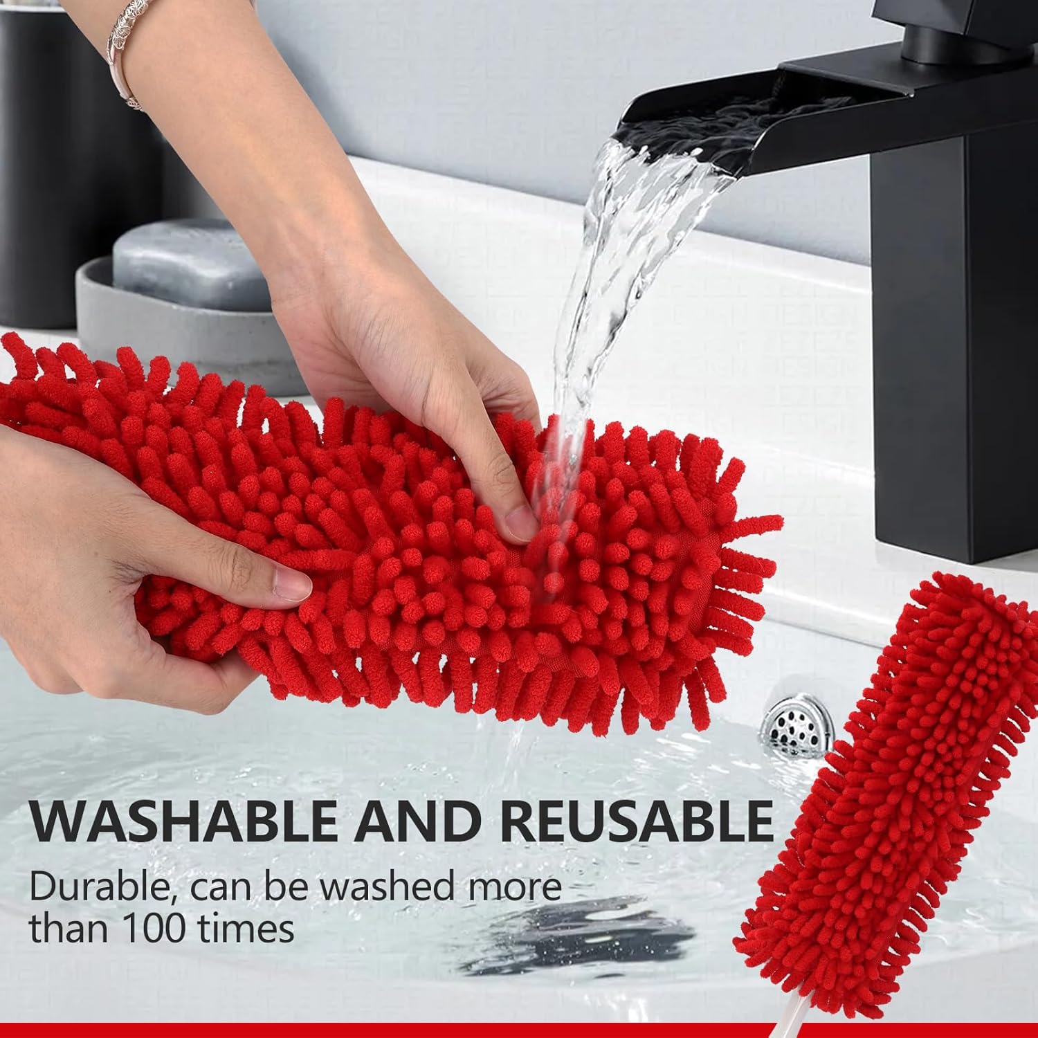 Reusable Microfiber Duster Refills Compatible with OXO & for MR.SIGA Duster - Washable Dusters Refill for OXO Good Grips Extendable Duster for Cleaning, 2 Pack Handle is Not Included