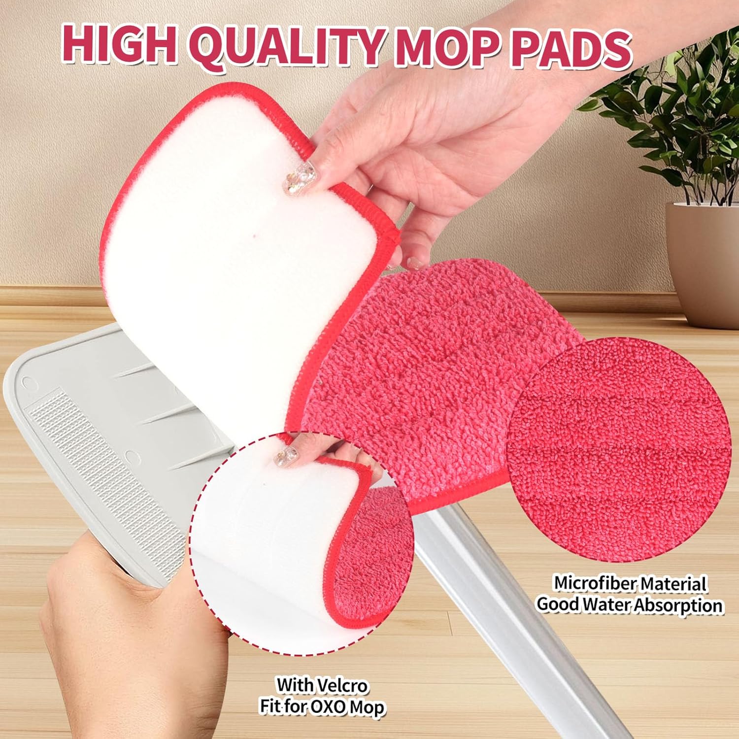 Mop Replacement Pads Compatible with OXO Good Grips Spray Mop - Reusable Microfiber Pad Refill for Floor Cleaning, 4 Pack Mop is Not Included