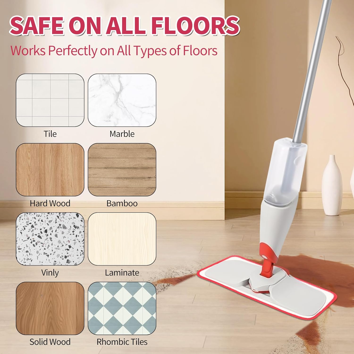 Mop Replacement Pads Compatible with OXO Good Grips Spray Mop - Reusable Microfiber Pad Refill for Floor Cleaning, 4 Pack Mop is Not Included