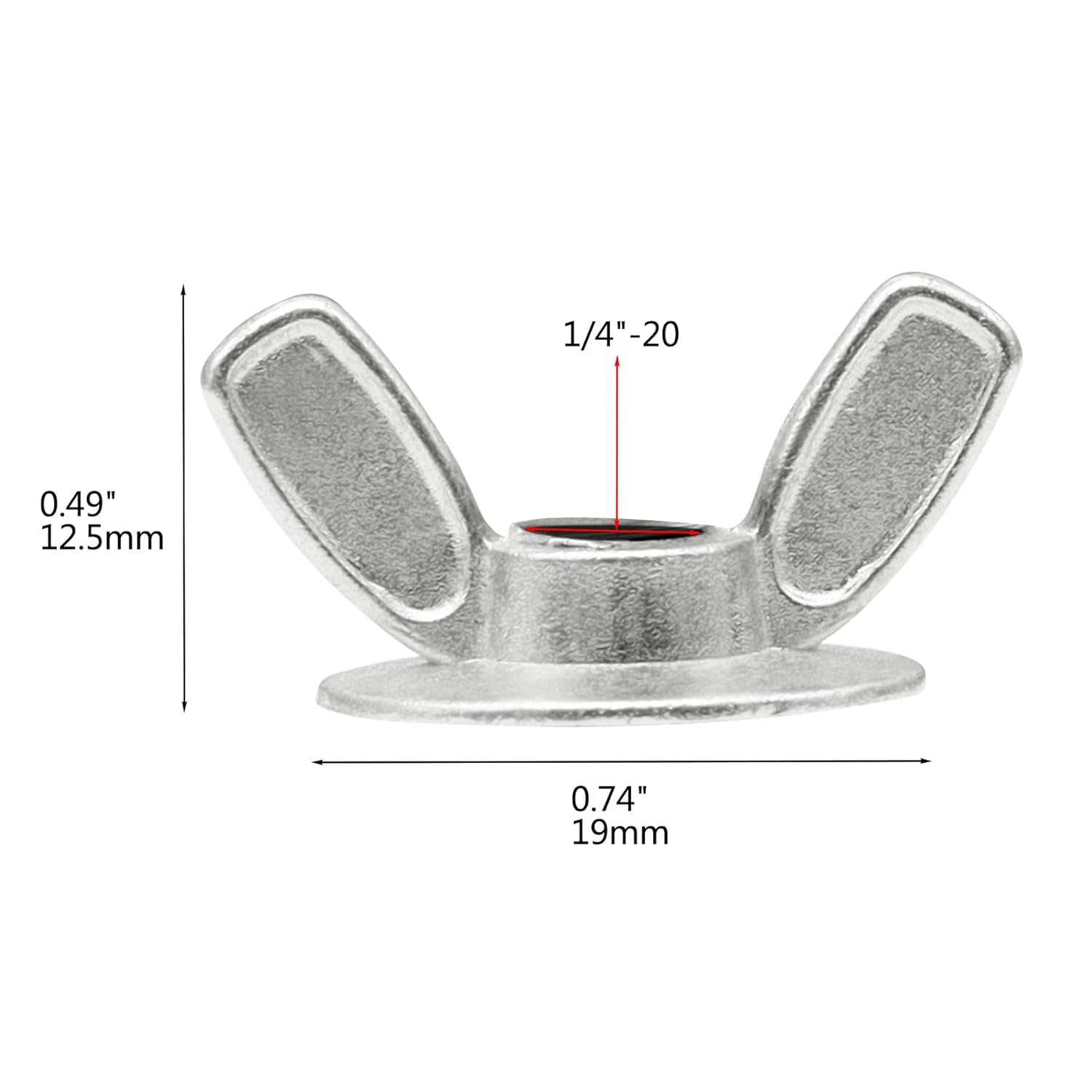 Xadnitu 50 Pieces 1/4''-20 Washered Wing Nut, Zinc Plated Hurricane Hardware Butterfly Nuts with Washer for Fasteners, Silver