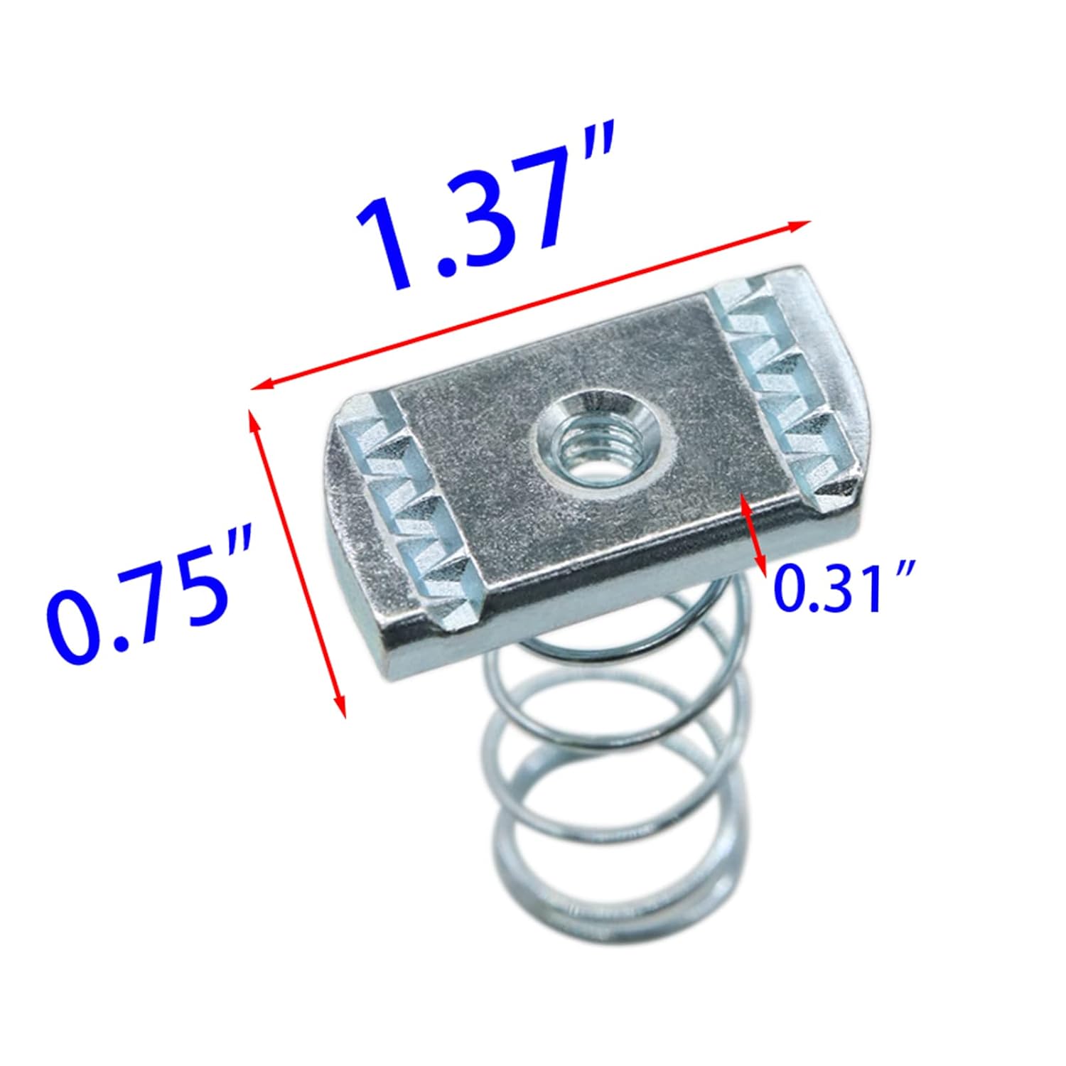 Strut Channel Nuts, 1/4"-20 Spring Channel Nut with Zinc Electroplate Finish, Long Spring Nuts Great for Use with Unistrut Channels 10 Pack