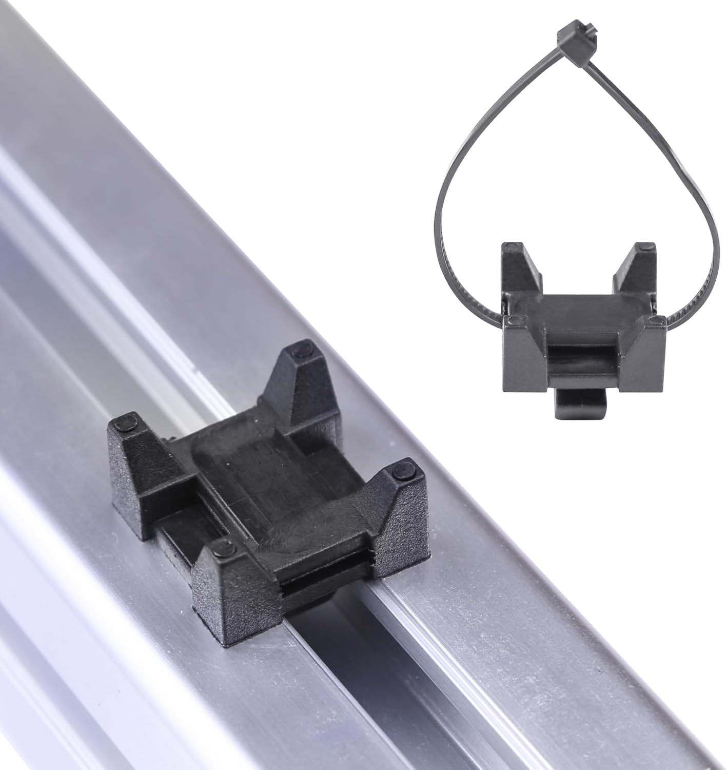 Xadnitu 25 Pieces Plastic Cable Zip Tie Mounting Blocks, Drop-In Base Mounts for 15 or 40 Series Aluminum T-Slot Extruded Profiles Wire Management