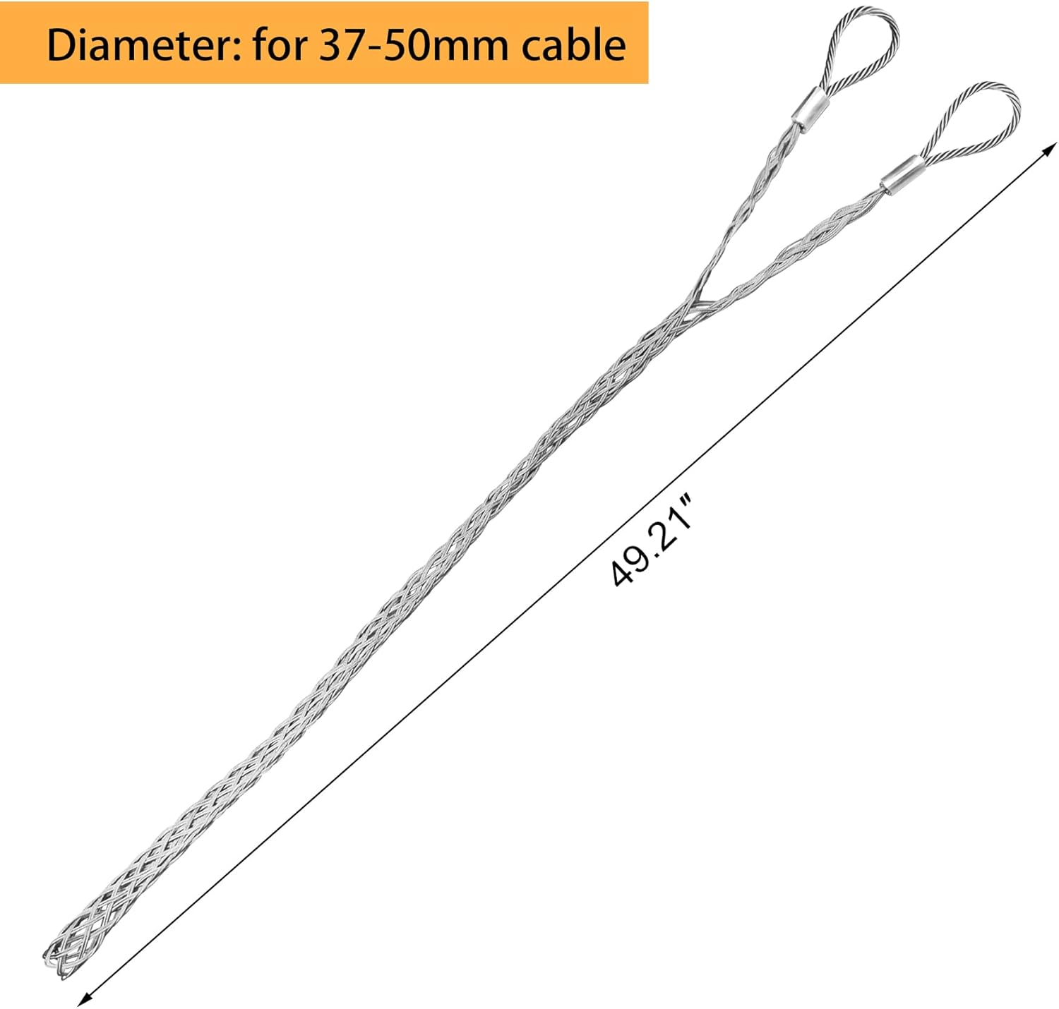 Xadnitu Cable Pulling Grip for 37-50mm OD Electrical Wires, Stainless Steel Cable Puller Sock Mesh Lassos with Rope Loop for Heavy Duty or Flexible Cords