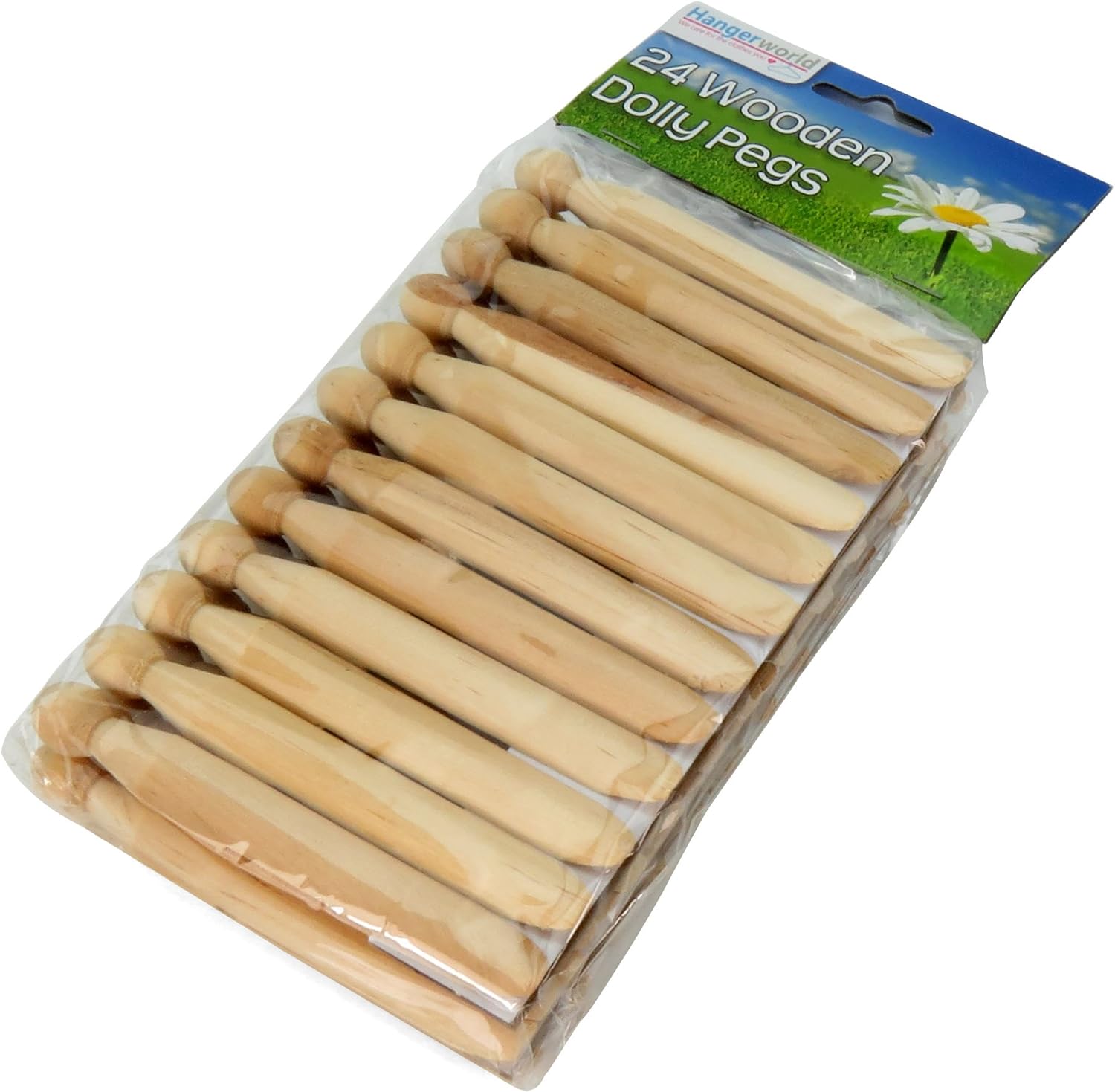 HANGERWORLD Round Wooden Clothespins for Crafts and Laundry - 24 Pack, 4.3inch Long, Old Fashioned Traditional Heritage Dolly Clothes Pegs