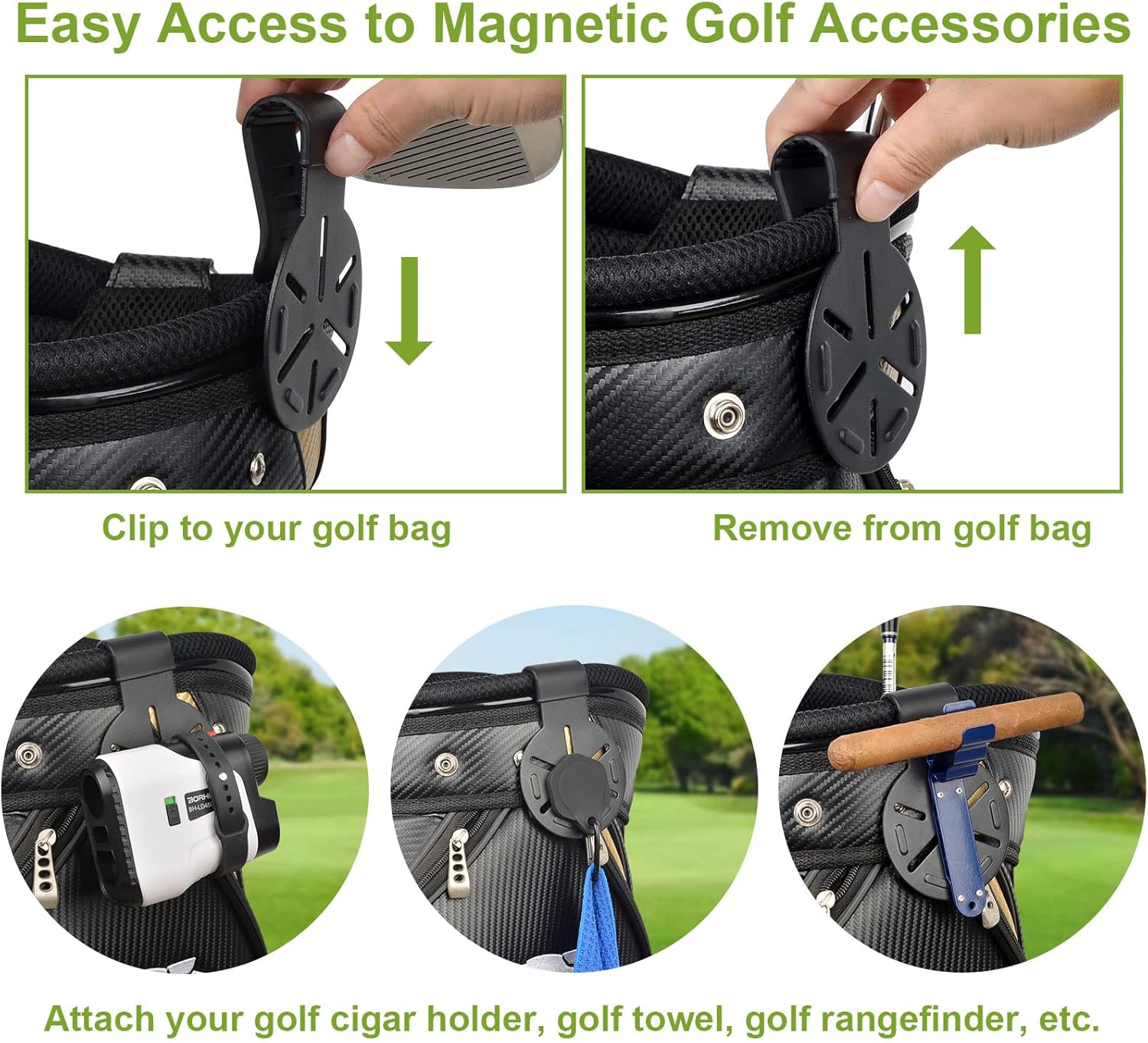 iGuerburn Metal Landing Pads for Golf Bags, Magnetic Golf Bag Accessories for Men with Soft Rubber
