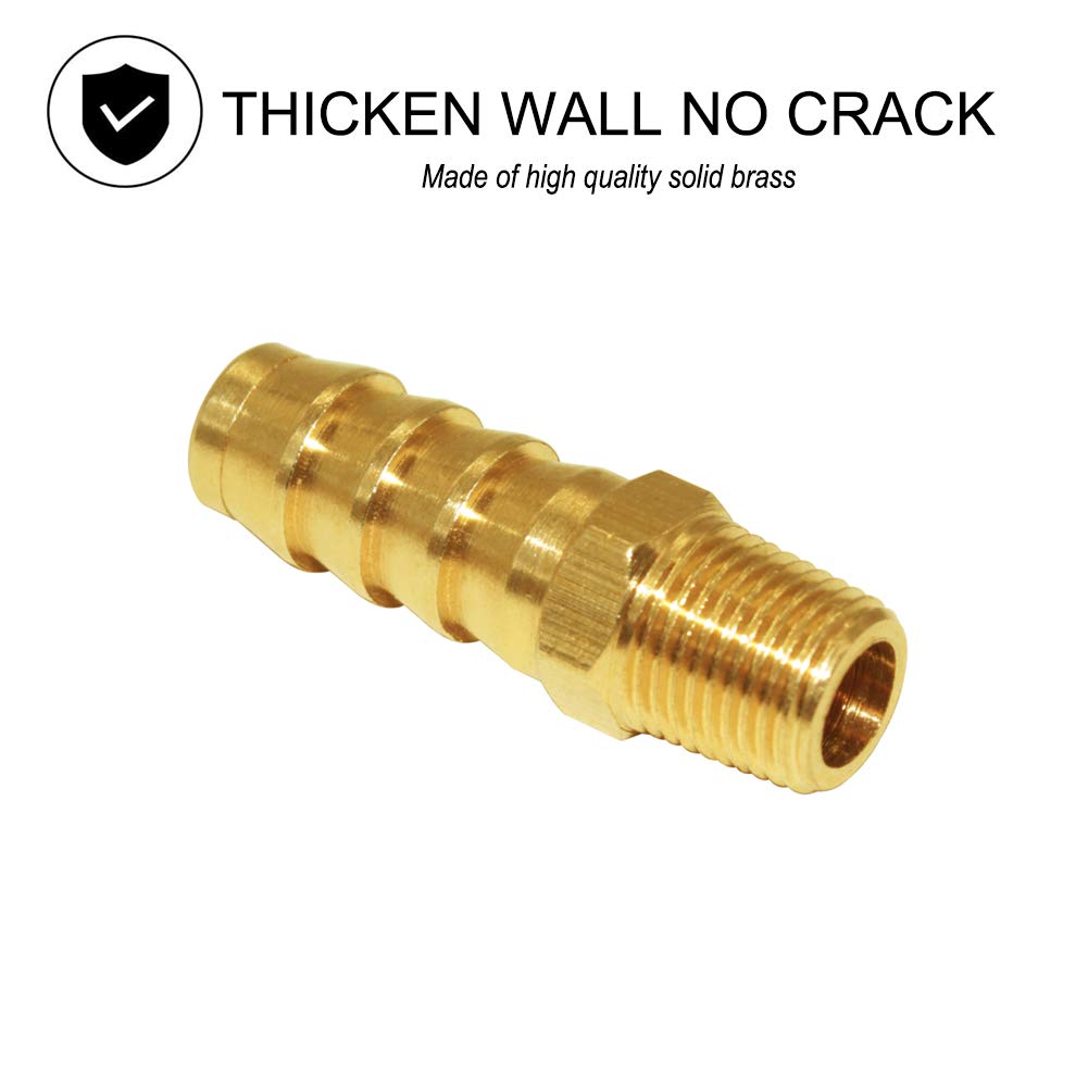 5 Pcs Hose Barb Fittings 1/8" Barb to 1/8" NPT Male Thread Brass Metals Adapter Connector
