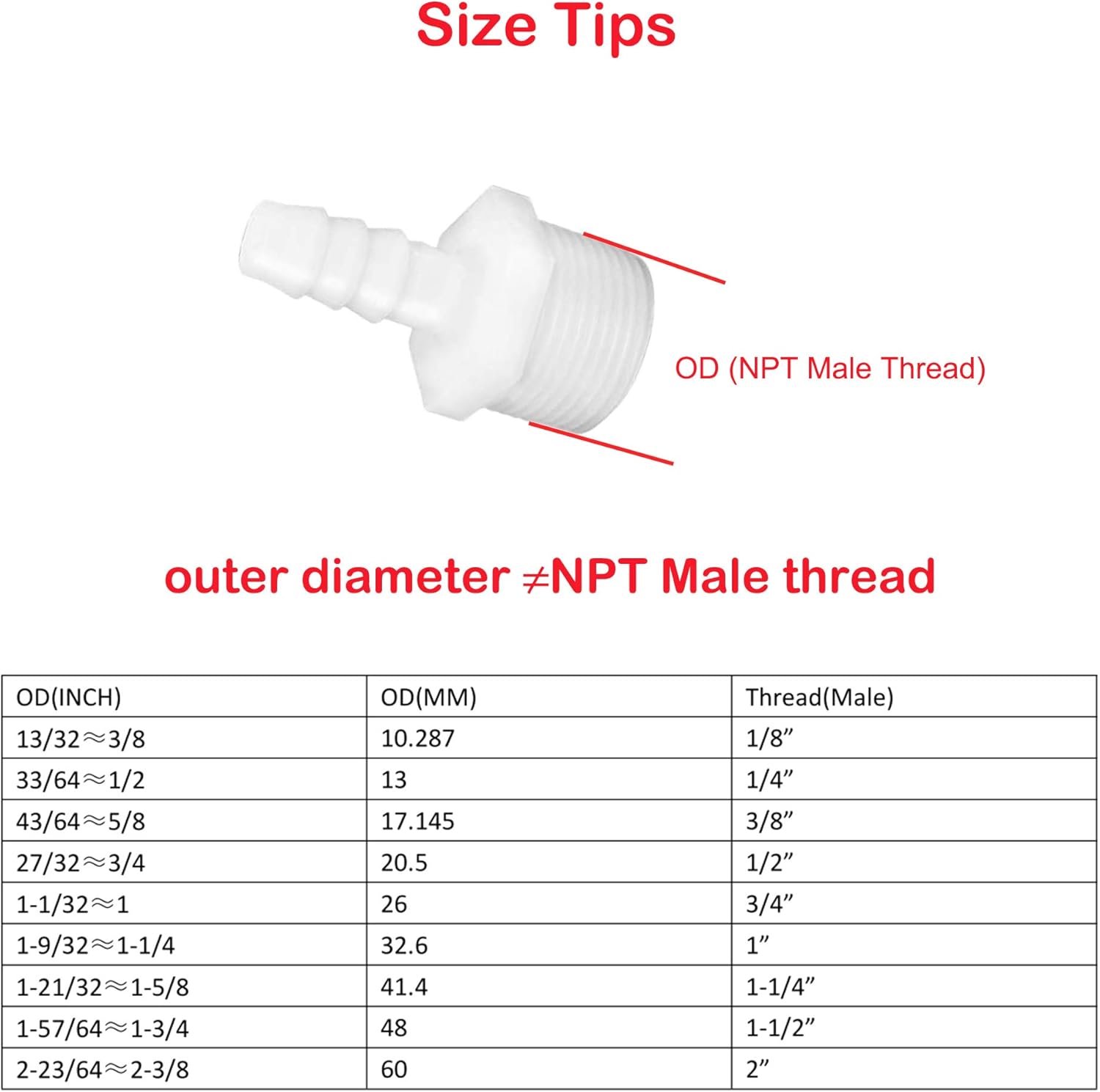 Plastic Hose Barb Fittings 1/2" Barb X 1/2" NPT Male Thread Adapter Connector Pipe Fittings pack of 6