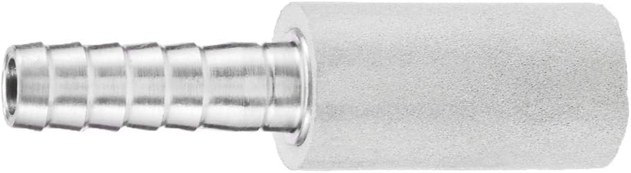 Stainless Steel Aeration Stone, 0.5 Micron Diffion Stone with 1/4" Hose Barb, Stainless Steel Aeration Oxygenation Stone Carbonating Stone for Home Brewing Beer Pack of 2