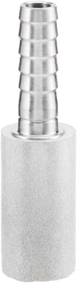 Stainless Steel Aeration Stone, 0.5 Micron Diffion Stone with 1/4" Hose Barb, Stainless Steel Aeration Oxygenation Stone Carbonating Stone for Home Brewing Beer Pack of 2