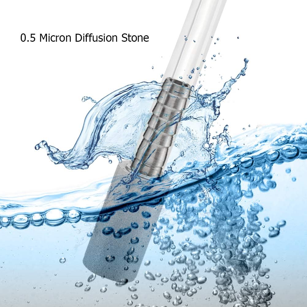 Stainless Steel Aeration Stone, 0.5 Micron Diffion Stone with 1/4" Hose Barb, Stainless Steel Aeration Oxygenation Stone Carbonating Stone for Home Brewing Beer Pack of 2