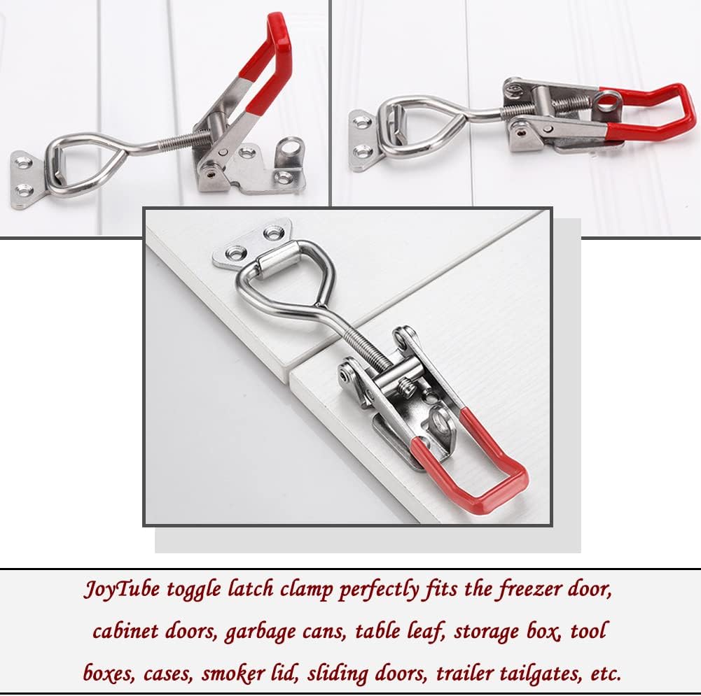 Toggle Latch Clamp 4001 with Lock Hole, 304 Stainless Steel Adjtable Heavy Duty Pull Hasp Latches For Smoker Cabinet Tool Box Case Trunk Door, 330Lbs Holding Capacity 2 Pack