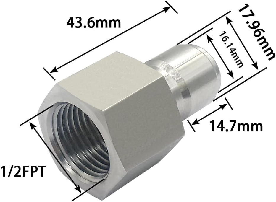 Female Quick Disconnect FPT 1/2" 304 Stainless Steel Homebrewing Connector Pack of 2