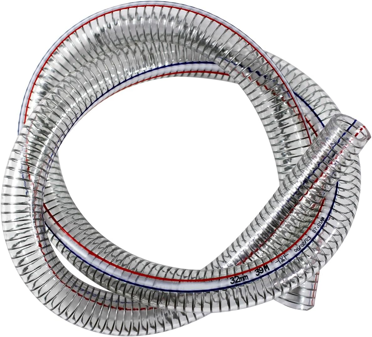 1"ID x 1-1/4"OD Steel Wire Suction Vinyl PVC Flexible Tubing, High Pressure Heavy Duty UV Chemical Resistant Clear Thick Suction Tube Hose, 3.3 FT
