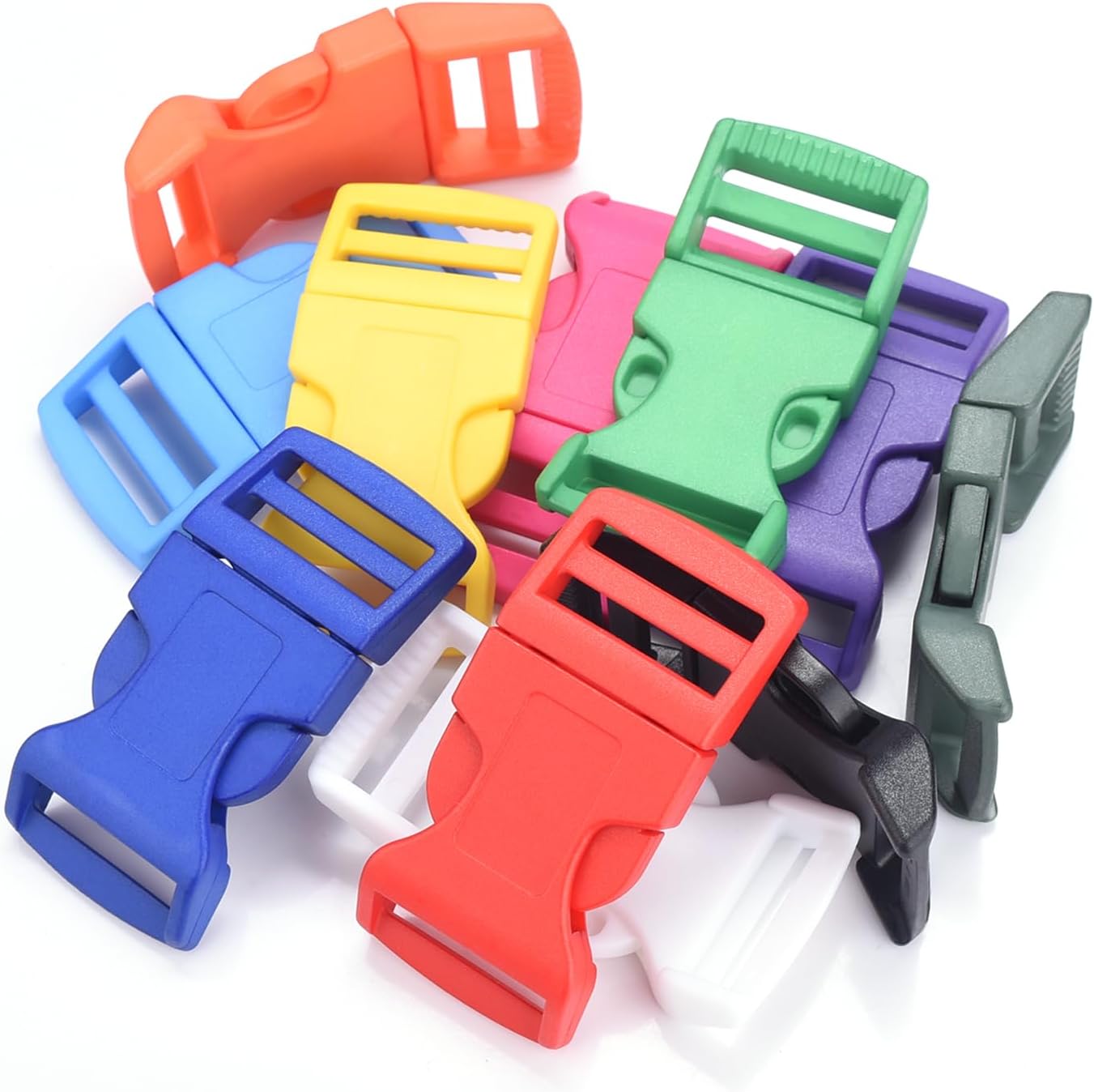CooBigo 10Pack 1" 26mm Contoured Plastic Side Release Buckles, Paracord Buckles for Backpack Straps Paracord Bracelet Pet Collar