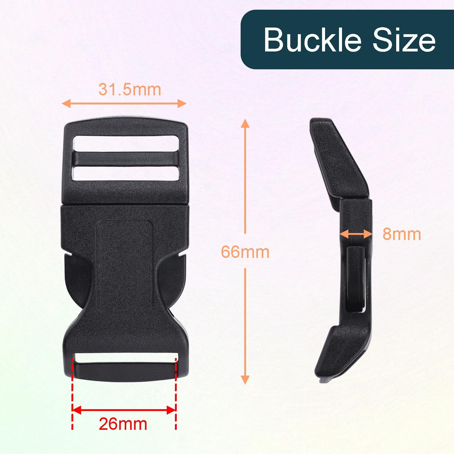 CooBigo 10Pack 1" 26mm Contoured Plastic Side Release Buckles, Paracord Buckles for Backpack Straps Paracord Bracelet Pet Collar