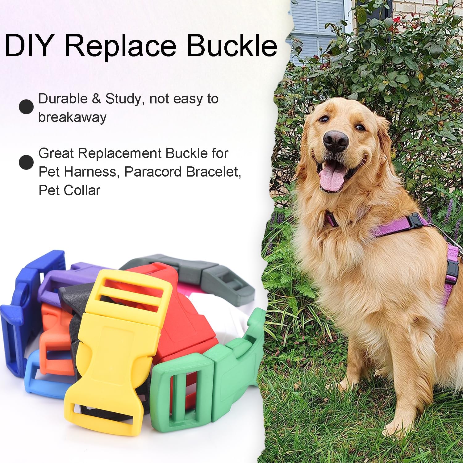 CooBigo 10Pack 1" 26mm Contoured Plastic Side Release Buckles, Paracord Buckles for Backpack Straps Paracord Bracelet Pet Collar
