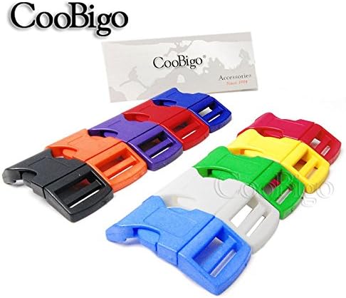 CooBigo 10Pack 1" 26mm Contoured Plastic Side Release Buckles, Paracord Buckles for Backpack Straps Paracord Bracelet Pet Collar