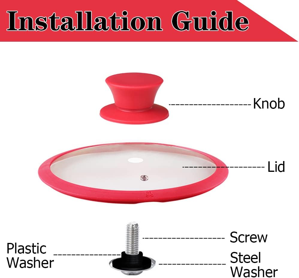 Universal Pot Pan Lids Replacement Knob, Silicone Heat Resistant Pan Cover Holding Handles BPA Free Dishwasher Safe Fits Skillets and Kitchen Cookware Pack of Two-Red