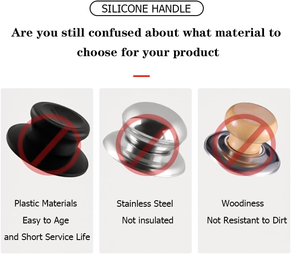 Universal Pot Pan Lids Replacement Knob, Silicone Heat Resistant Pan Cover Holding Handles BPA Free Dishwasher Safe Fits Skillets and Kitchen Cookware Pack of Two-Red