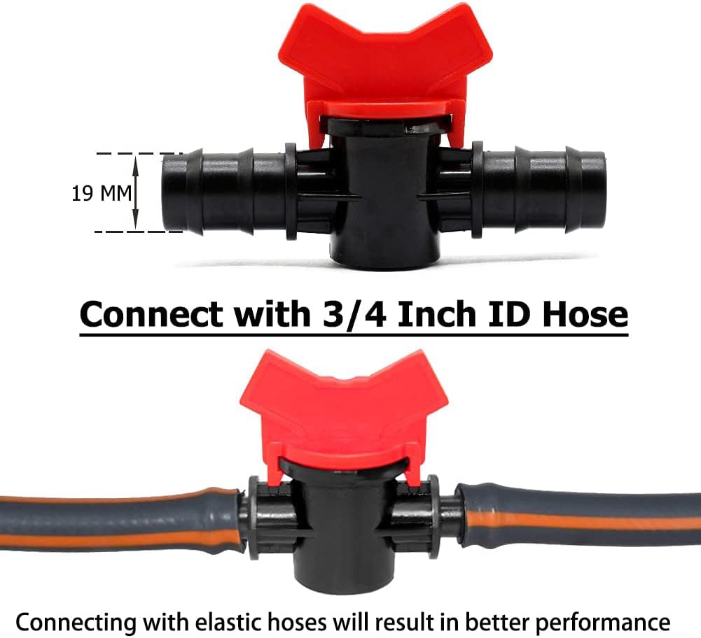3/4" Drip Irrigation Switch Valve Barbed Ball Valve for Garden Drip Irrigation Aquarium 6 Pcs