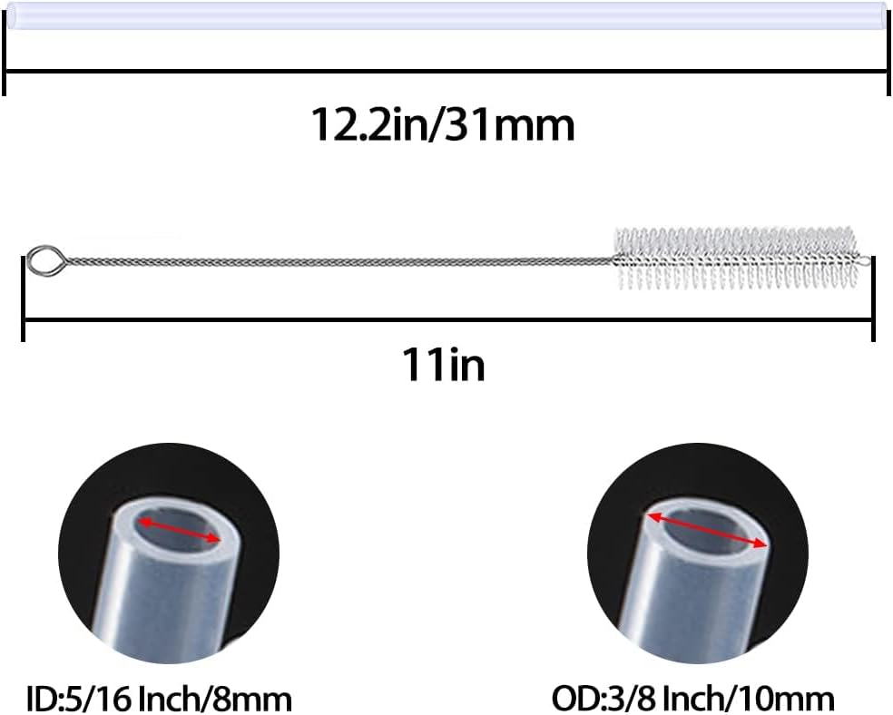 Silicone Replacement Straws for 20 30 40oz Cup, Reable Straws with Cleaning Brh Compatible with 30 40 oz Stanley Tumbler Pack of 12
