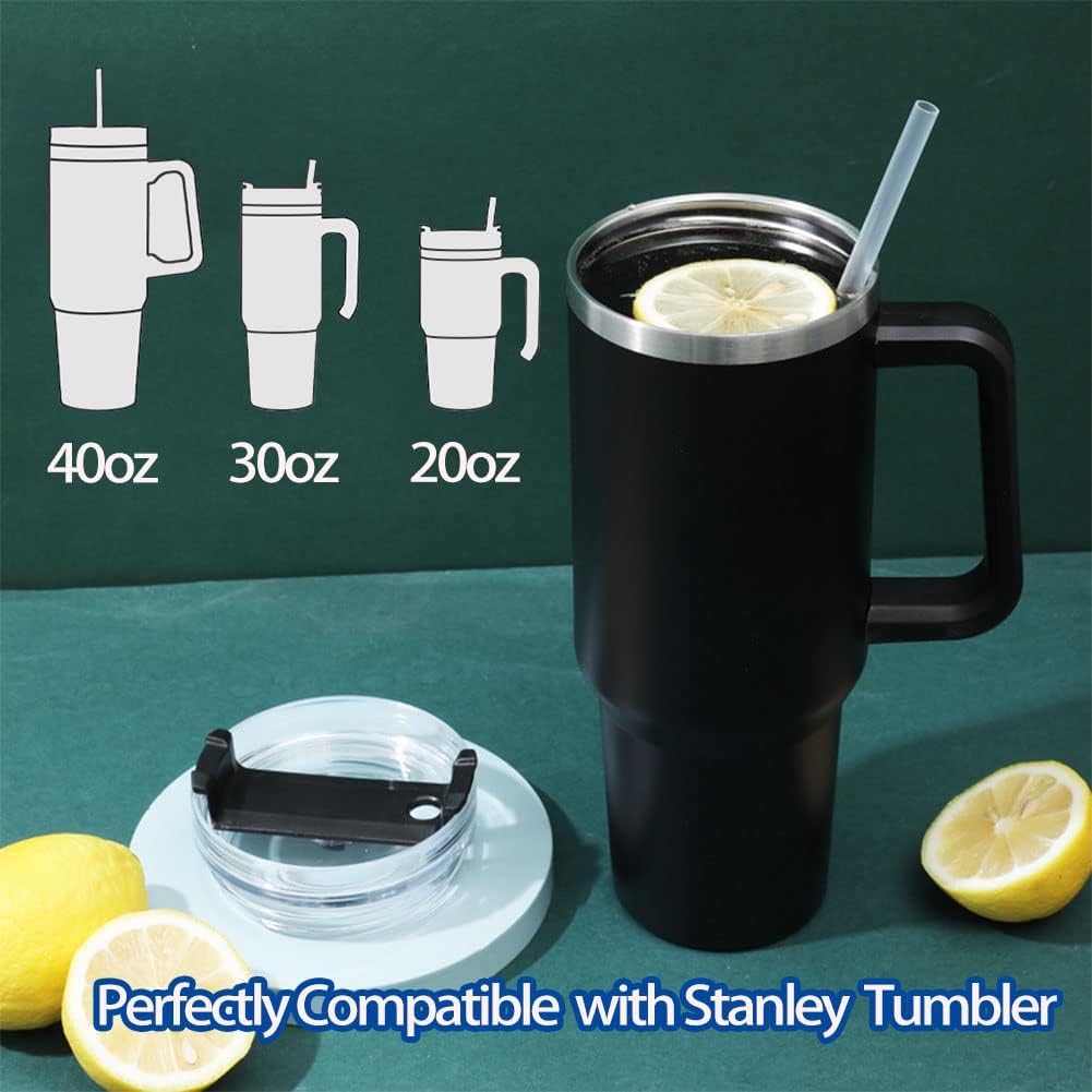 Silicone Replacement Straws for 20 30 40oz Cup, Reable Straws with Cleaning Brh Compatible with 30 40 oz Stanley Tumbler Pack of 12