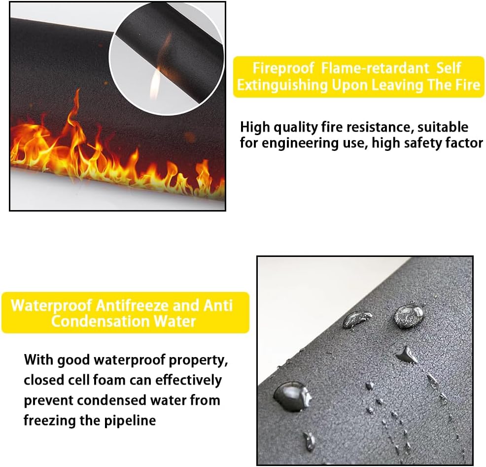 Pipe Insulation Foam Tube, 3/8" 9mm ID Wall Thickness 3/8" Length 6FT, Black Foam Tubing for Guitar Stands,Machine Handle＆Roof Rack