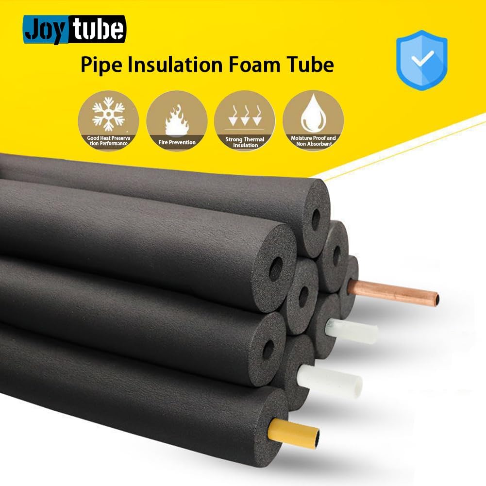 Pipe Insulation Foam Tube, 3/8" 9mm ID Wall Thickness 3/8" Length 6FT, Black Foam Tubing for Guitar Stands,Machine Handle＆Roof Rack