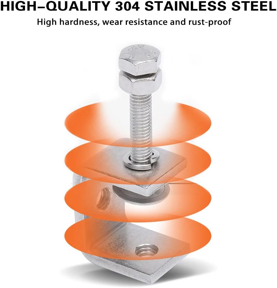 4pcs Heavy Duty Stainless Steel C-Clamp, 30MM Wide Jaw Openings, 0-25MM Clamping Range, M8 Threaded Hole, Silver