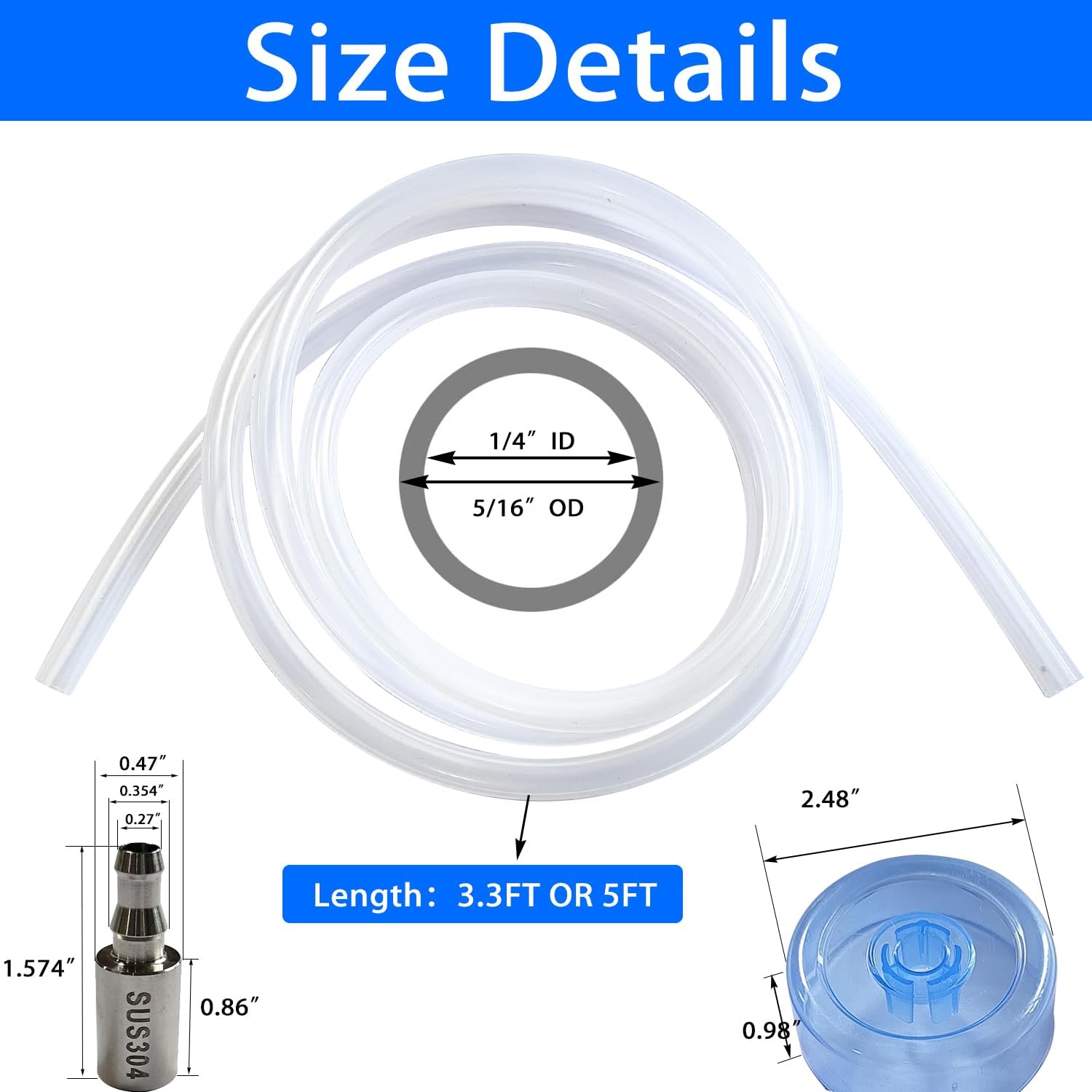 Food Grade Silicone Water Pump Hose and Weight Block Set, 3.3FT Silicone Tubing for 5 Gallon Water Bottle Pump for Charging Automatic Drinking Water Pump and Desk Water Dispenser
