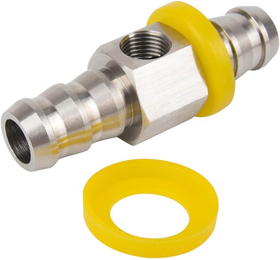 3/8” Fuel Line Fuel Pressure Barbed Ph Lock T-Fitting Adapter with 1/8-27 NPT Sensor Port 304 Stainless Steel Includes 2 Clamps Fits Hose with 9.5mm ID Inner Diameter