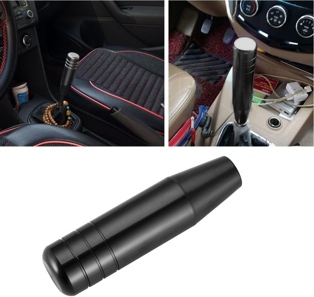 5" Gear Stick Shifter Knobs, Aluminum Alloy Shifting Lever Heavy Weighted Car Manual Transmission Shift Head Knob Fit Most Automatic Vehicles with 3 Adapters M8 M10 M12 Black