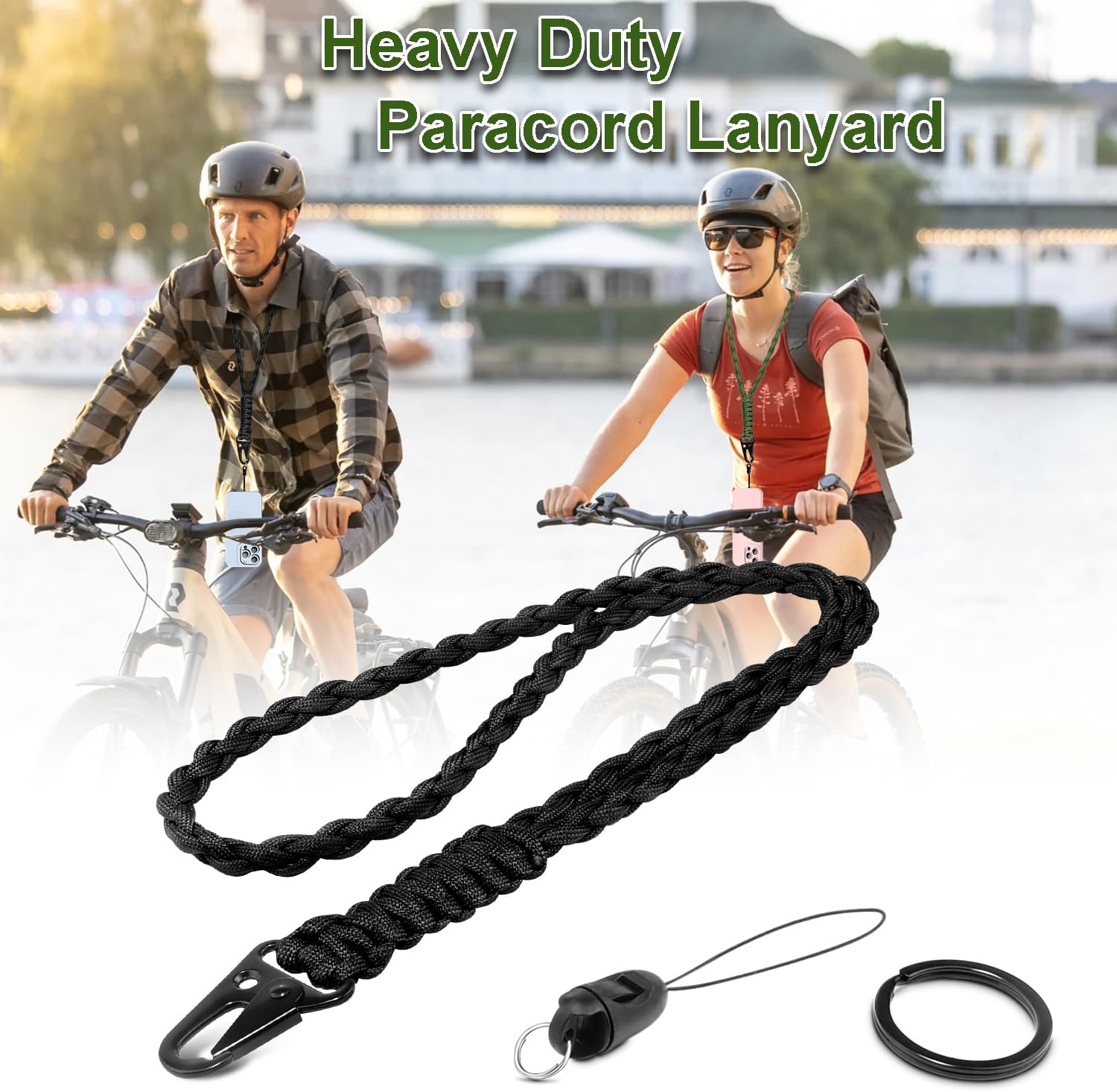 CooBigo 2 Set Heavy Duty Paracord Lanyard Necklace Keychains with HK Clip,550 Parachute Lanyard for Keys, ID Card Badge