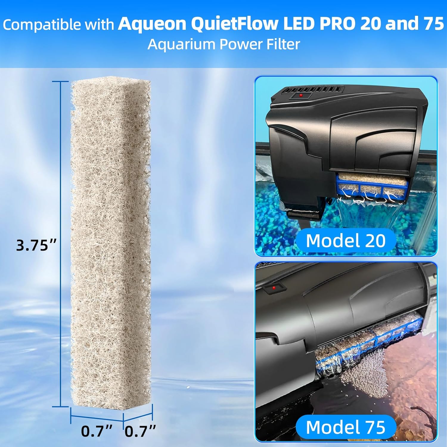 12-Pack Replacement Ammonia Reducer Pads Compatible with Aqueon QuietFlow 20 and 75 LED PRO Aquarium Power Filter