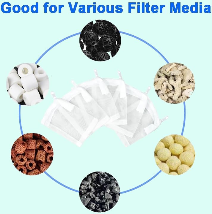 Aquarium Filter Media Bags 6pcs Fish Tank Extra Fine 100 Micron Mesh Bags with Plastic Zipper for Activated Carbon 3” x 4”
