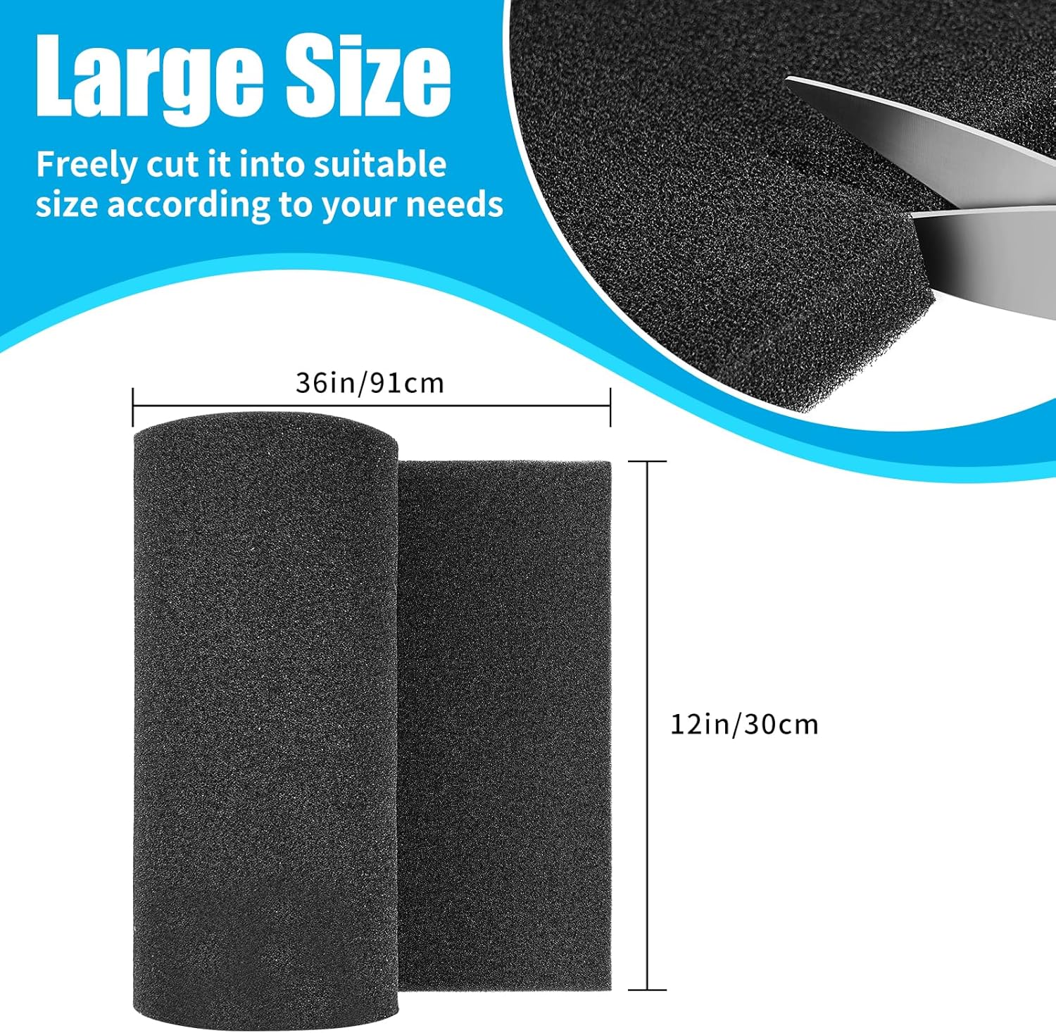 Aquarium Bio Sponge Filter Media Pad 36" x 12" x 1" / 72" x 12" x 1" Open Cell Foam Sheet Cut-to-Fit for Fish Tank Sump 36" x 12" x 1"