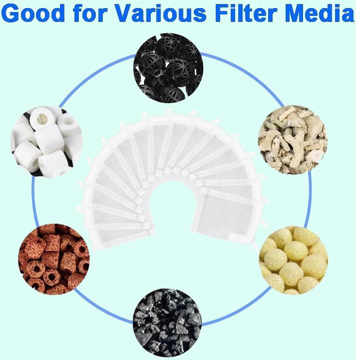 Aquarium Filter Media Bags 15pcs Fish Tank Extra Fine 100 Micron Mesh Bags with Plastic Zipper for Activated Carbon 3" x 4"