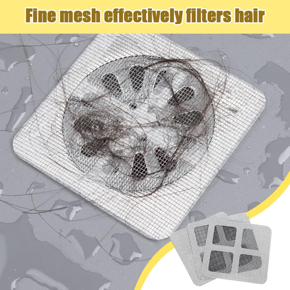 Disposable Hair Drain Stickers, 2024 New Disposable Shower Drain Cover Hair Catcher Bathroom Shower Drain Stickers, Shower Drain Mesh Stickers Floor Drain Sticker for Kitchen Bathroom Tub 10