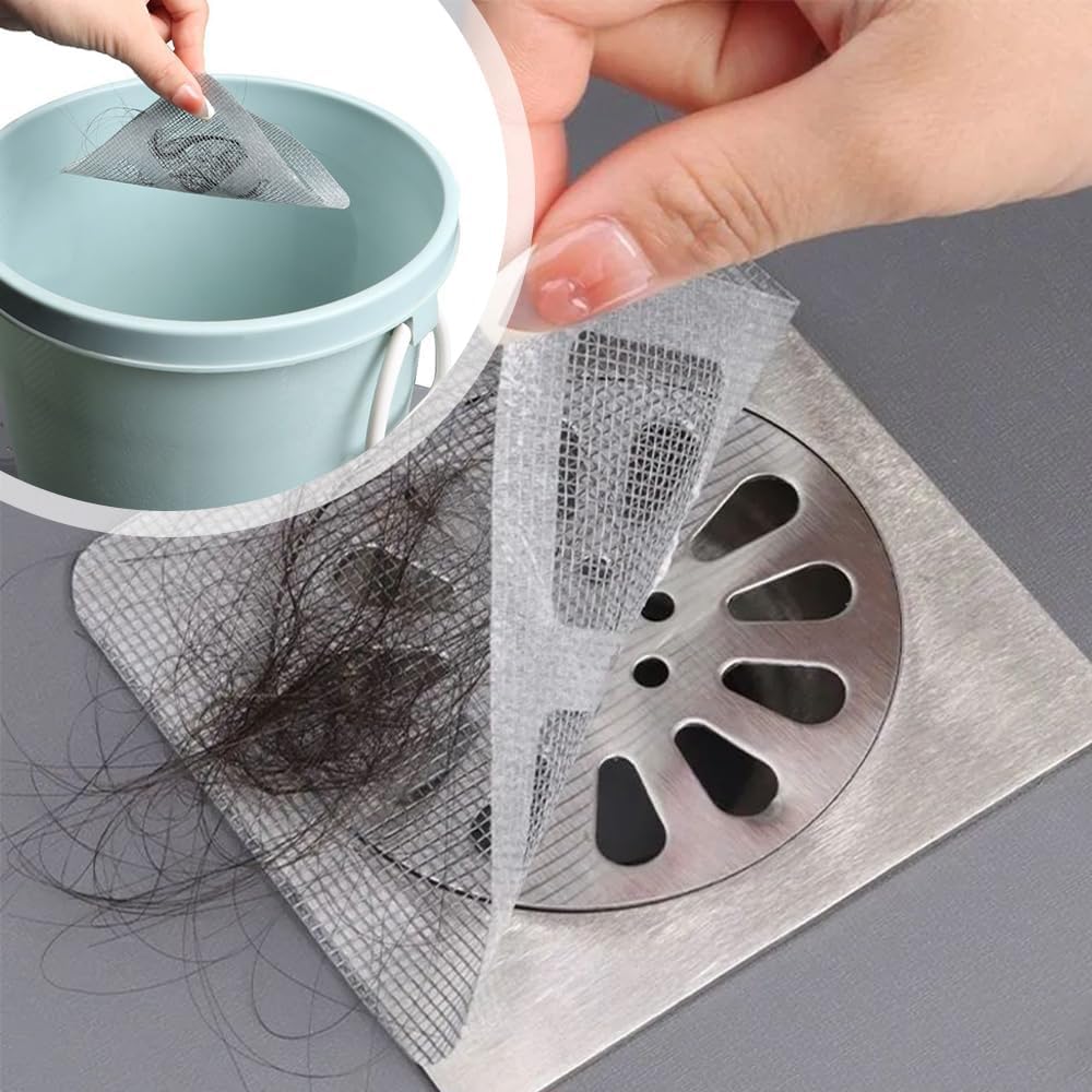 Disposable Hair Drain Stickers, 2024 New Disposable Shower Drain Cover Hair Catcher Bathroom Shower Drain Stickers, Shower Drain Mesh Stickers Floor Drain Sticker for Kitchen Bathroom Tub 10
