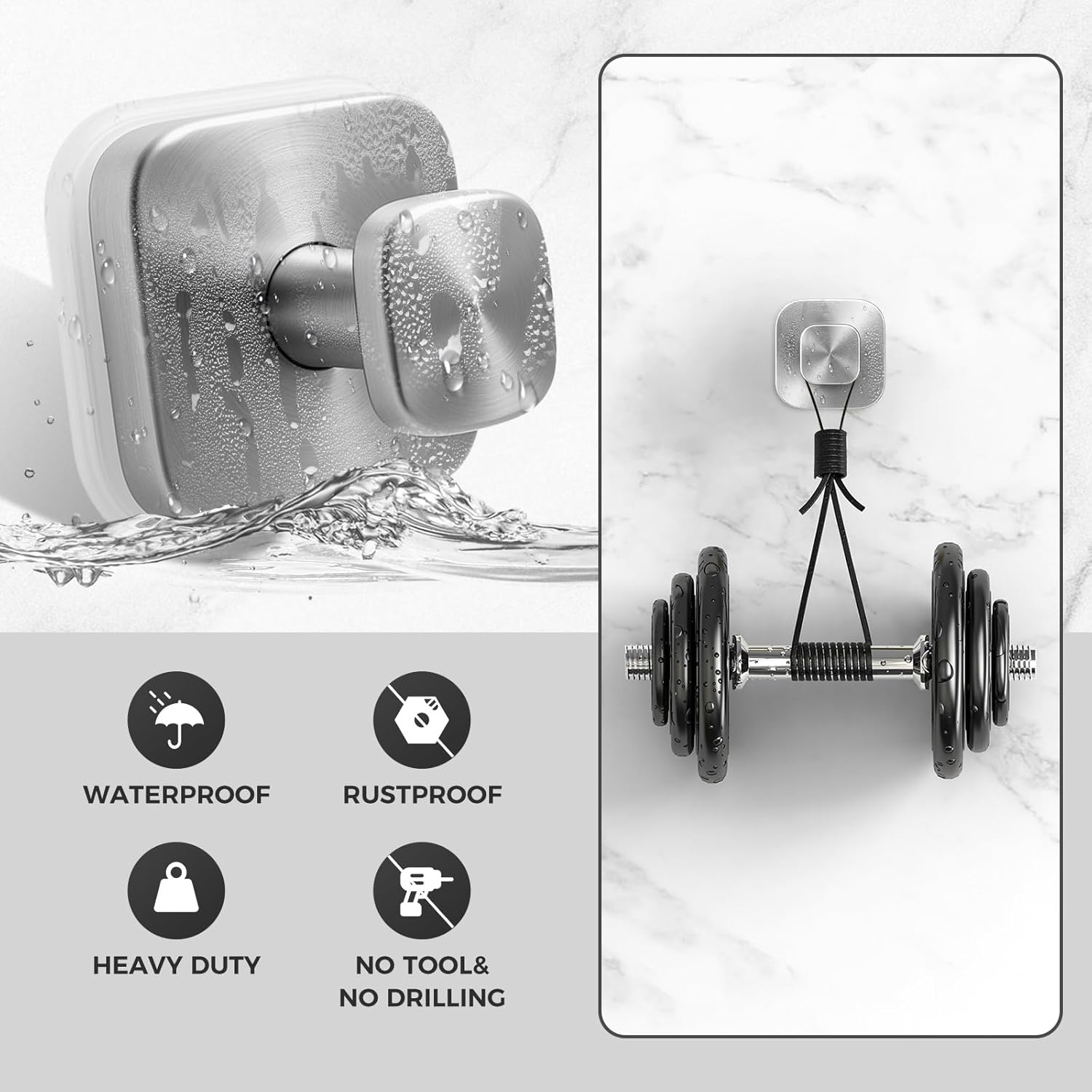 Shower Hooks for Inside Shower,Reable Suction Cup Hooks for Glass Window,Mirror,Removable Towel Hooks for Bathroom,2 Pack Silver