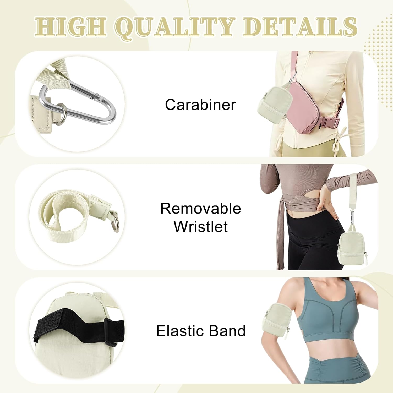 Mini Backpack Keychain Wristlet Wallet Pouch for Women/Men,Small Cute Change Coin Purse With 3 RFID Card Slots,Portable Waterproof Zipper Airpods Cosmetics Wallet for Daily Sport Work Beige