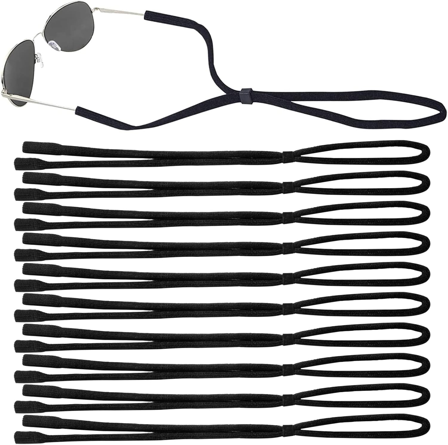 10 Pack Glasses Strap Adjtable Eyeglass Holder Around Neck Universal Glasses Lanyard Eye Glasses String Sunglasses Strap Cord Eyewear Retainer for Men Women Sports Reading 11.8 -23.6in,Balck