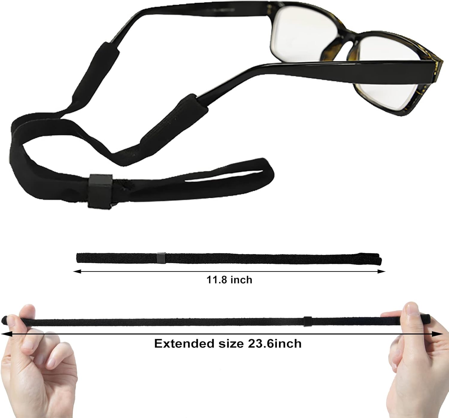 10 Pack Glasses Strap Adjtable Eyeglass Holder Around Neck Universal Glasses Lanyard Eye Glasses String Sunglasses Strap Cord Eyewear Retainer for Men Women Sports Reading 11.8 -23.6in,Balck