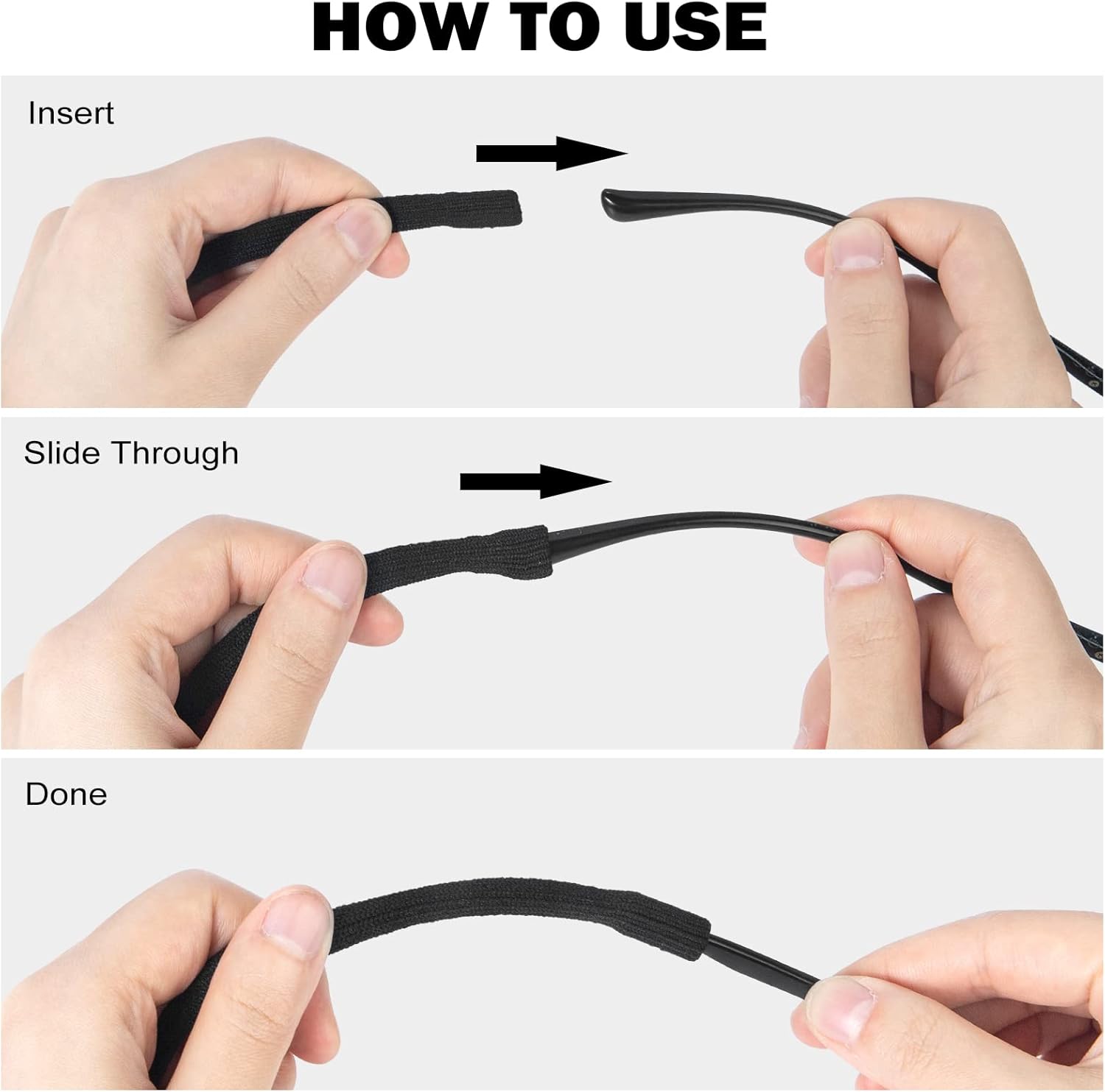 10 Pack Glasses Strap Adjtable Eyeglass Holder Around Neck Universal Glasses Lanyard Eye Glasses String Sunglasses Strap Cord Eyewear Retainer for Men Women Sports Reading 11.8 -23.6in,Balck