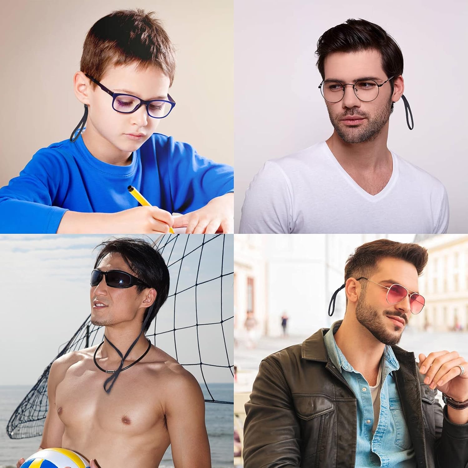 10 Pack Glasses Strap Adjtable Eyeglass Holder Around Neck Universal Glasses Lanyard Eye Glasses String Sunglasses Strap Cord Eyewear Retainer for Men Women Sports Reading 11.8 -23.6in,Balck