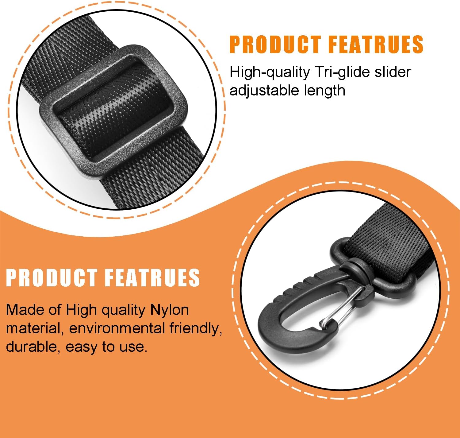CooBigo 1" Plastic Clip Snap Hook Replacement Buckles Tri-Glide for Webbing Strap Crafting Accessories 6 Set Hooks & Adjustable Buckle