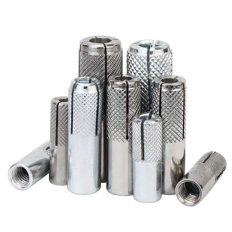 20 pcs 3/8"-16 Premium Zinc Plated Carbon Steel Drop in Anchors Assortment, Knurled Drop-in-Anchor for Solid Concrete, Internal Forced Expansion Screw Bolts