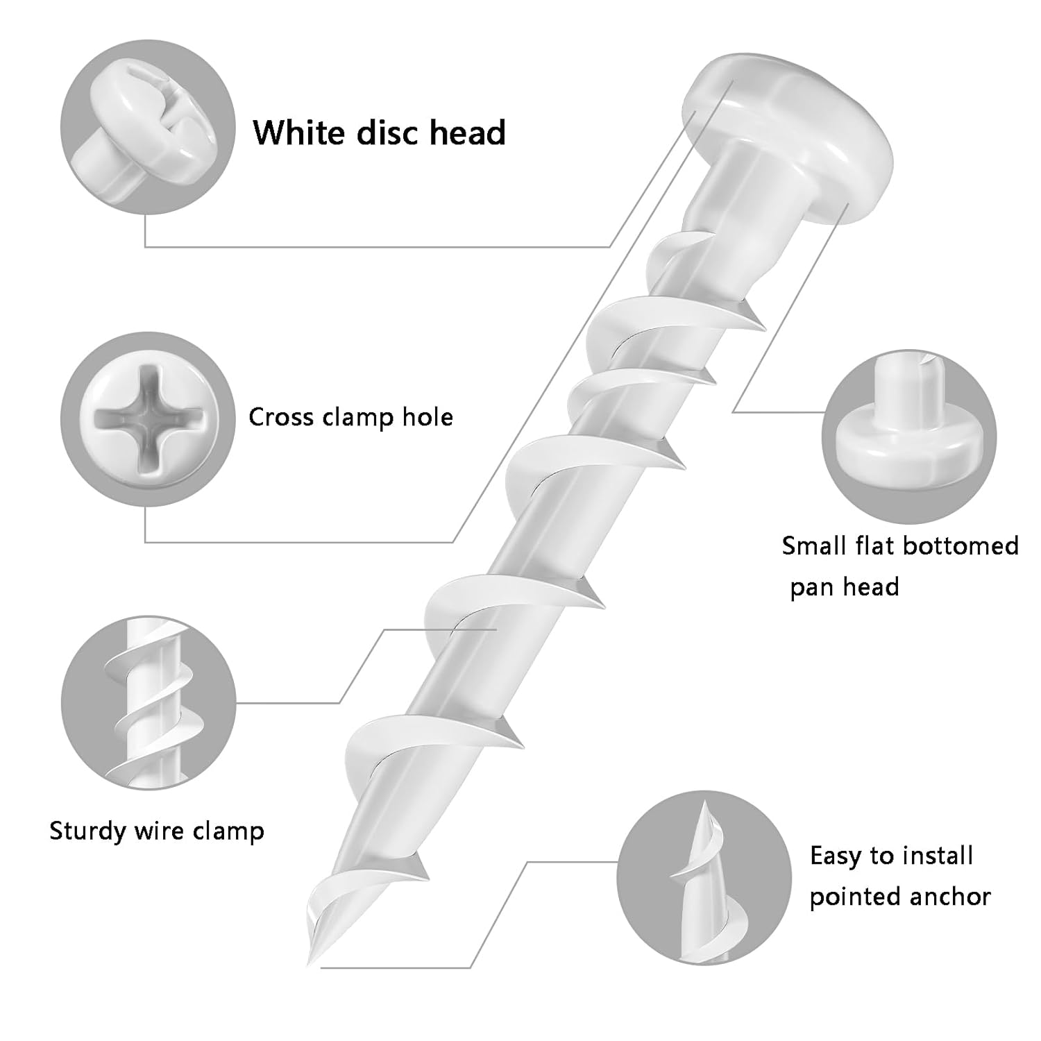 100 pcs Pan Head Drywall Anchors 1-1/4" White Anti Rt Coating, Bolt Anchor, Duty Hollow Wall Anchors