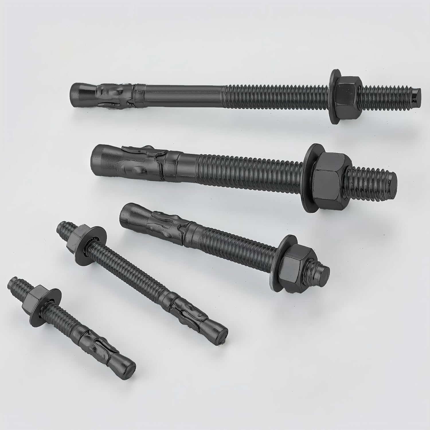 10Pcs 3/8x3 Inch Standard Fasteners for Heavy-Duty Black Wedge Anchors for Cement and Concrete
