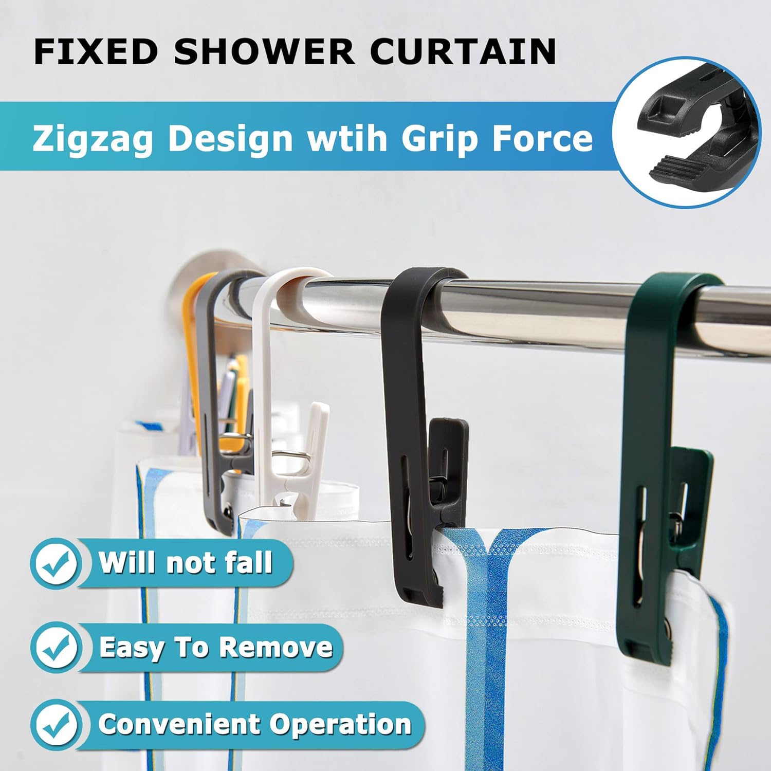 Laundry Hooks with Clips Hanger Closet Organizer Clamps Socks Boot Bras Towels for Bathroom Wardrobe Kitchen Office 4Pcs White